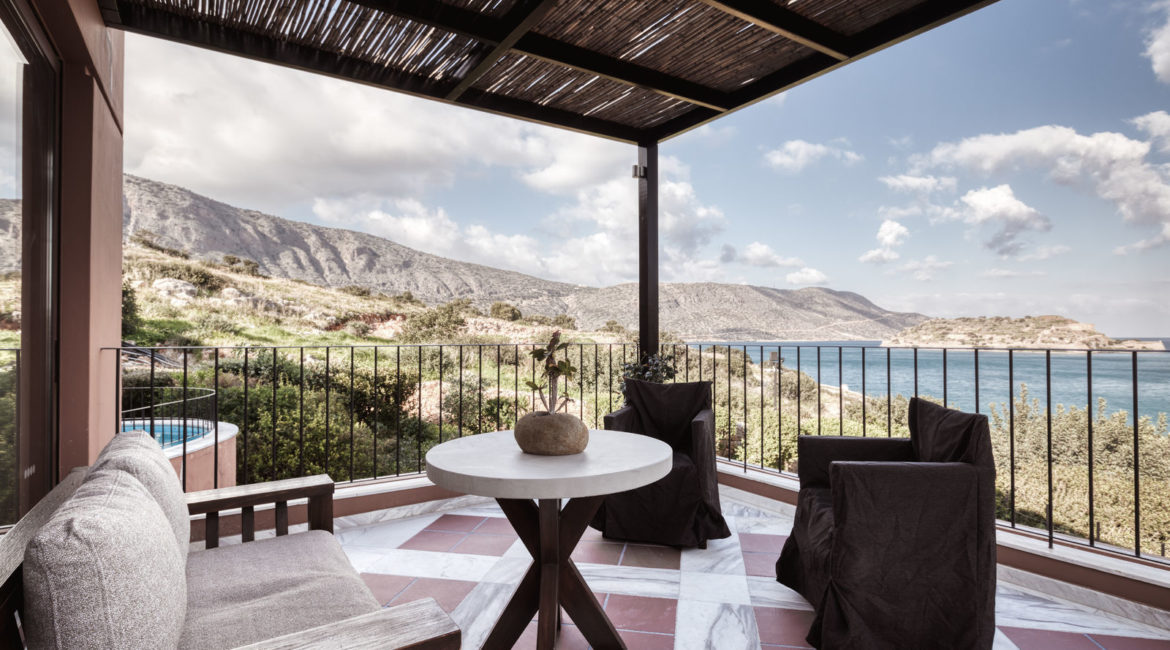 Luxury Two Bedroom Family Suite Outdoor Sitting Area at Domes of Elounda