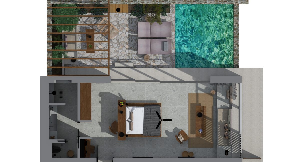 Room layout for Sapphire Pavilion private pool