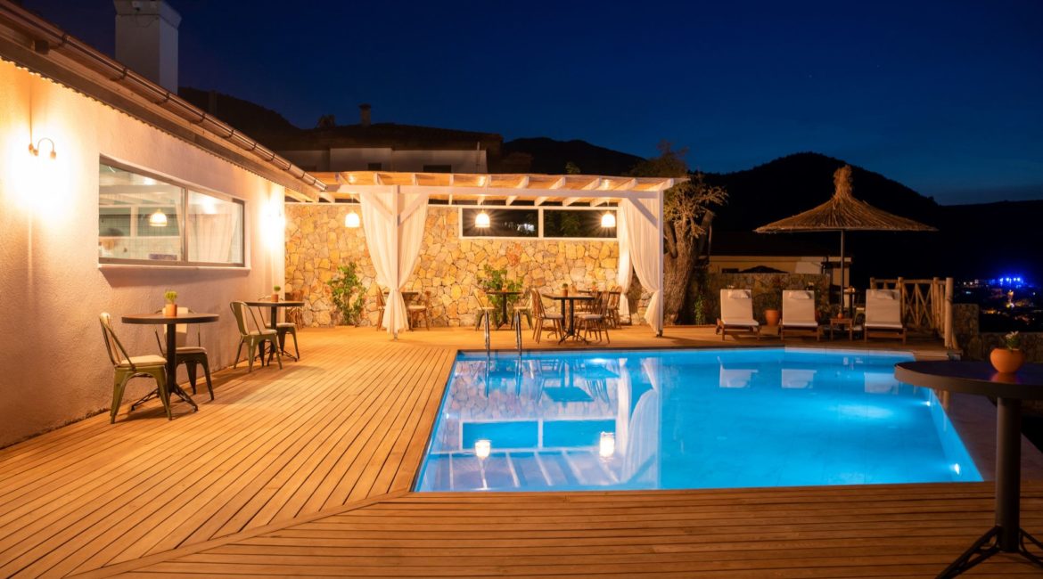 Boho Garden Breakfast Terrace at night