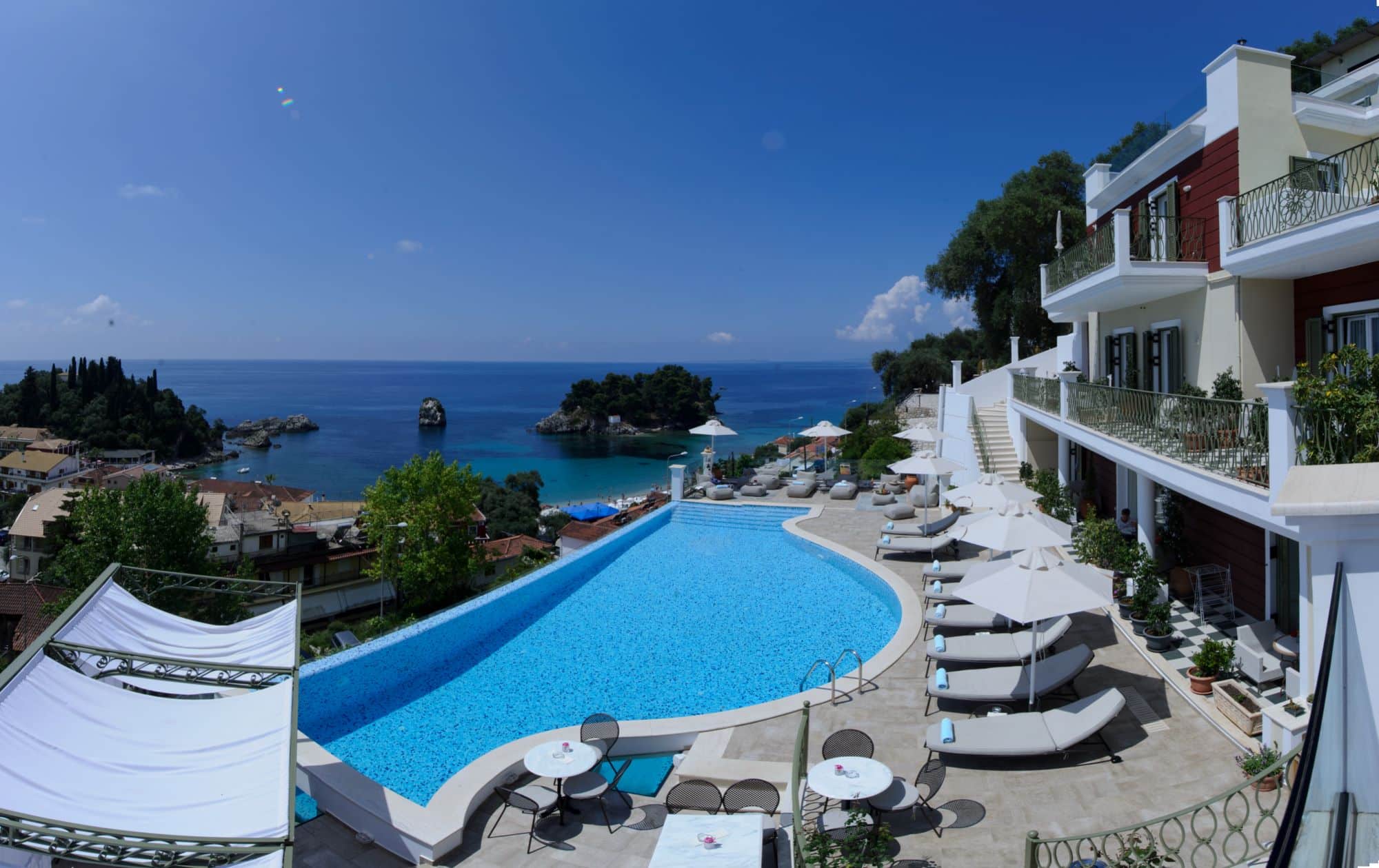 Irida Boutique Hotel Pool Deck and Parga Views