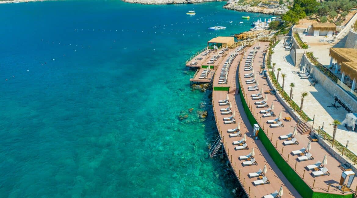 Beach club and sea views