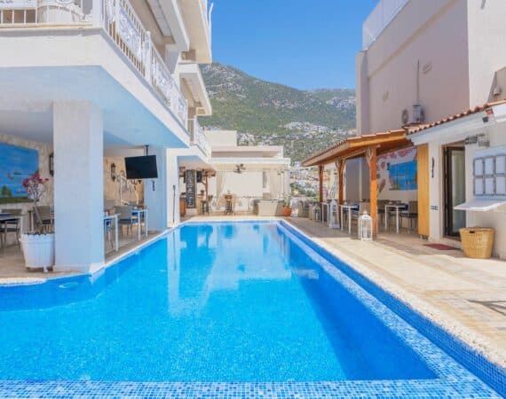 Oasis Hotel swimming pool and surrounding breakfast area
