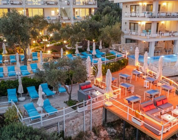 Oasis Hotel aerial footgae of the extended sunbathing terraces