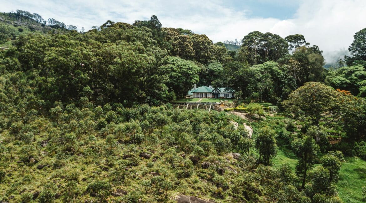 Thotalagala tea bungalow surrounded by misty hills and lush landscapes in Sri Lanka’s Hill Country