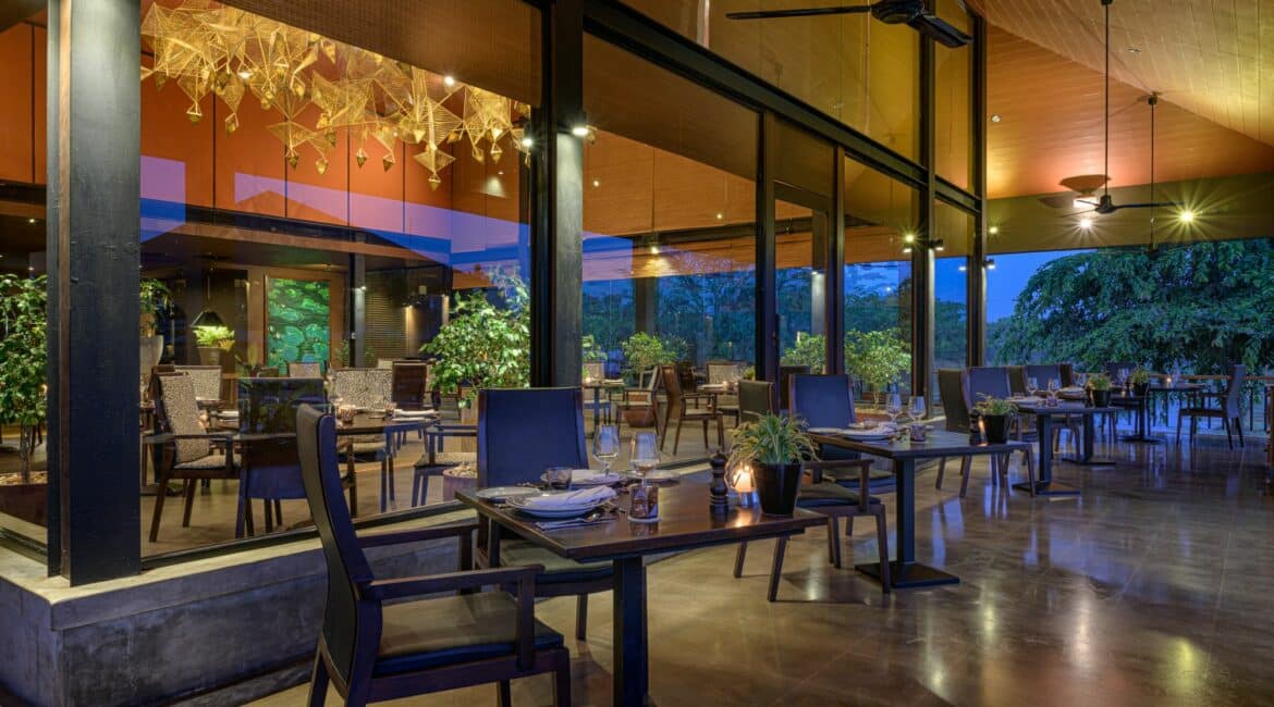 Water Garden Sigiriya restaurant by night