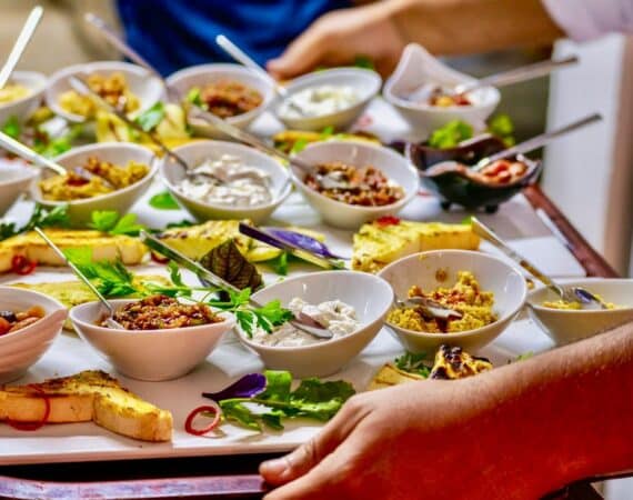 Freshly prepared meze smorgasbord at Oasis Hotel & Spa, Kalkan – vibrant flavours and rooftop charm