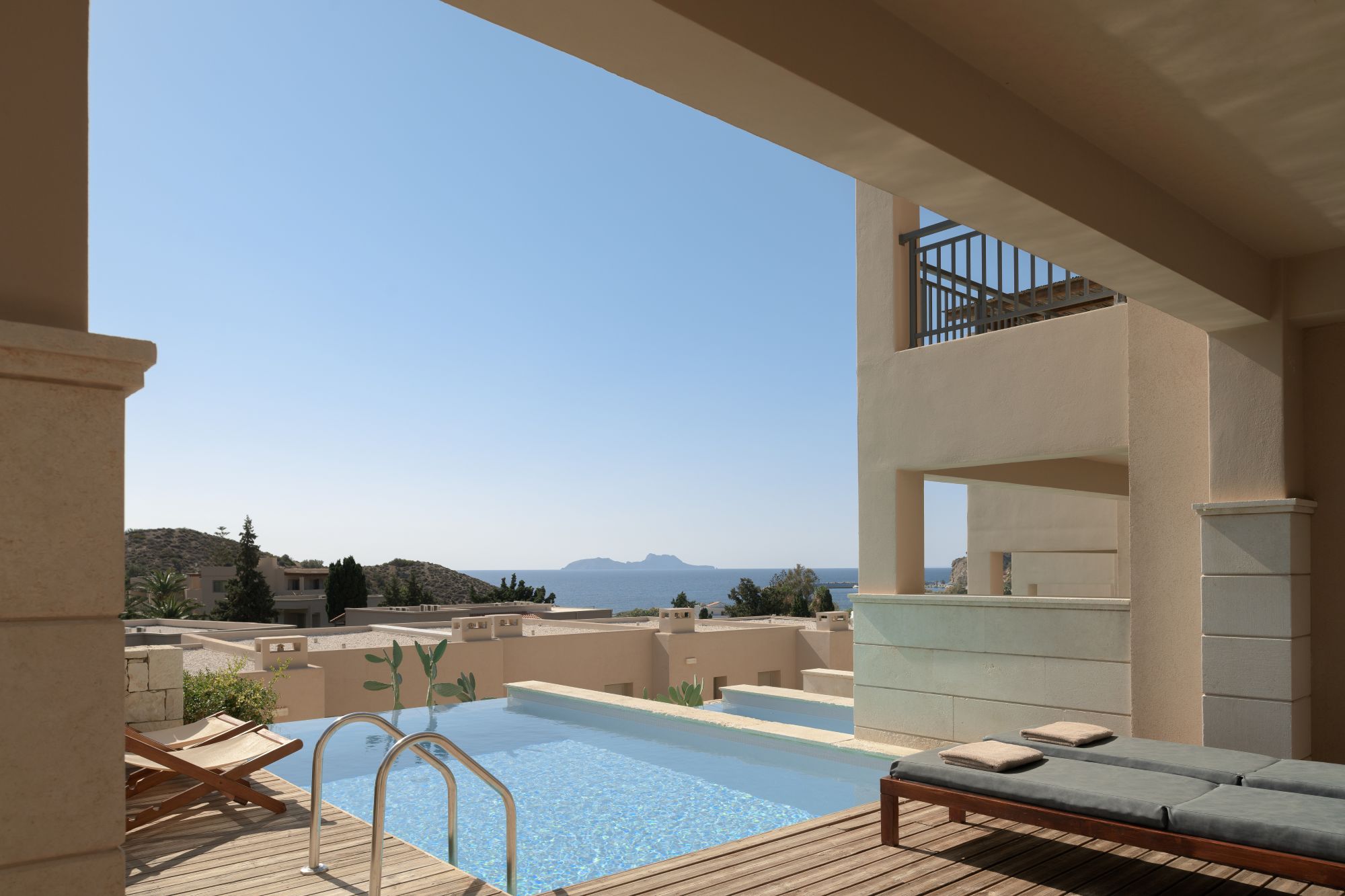 Paralos Irini Mare Junior Suite Sea View Private Pool views towards the sea over the rooftops