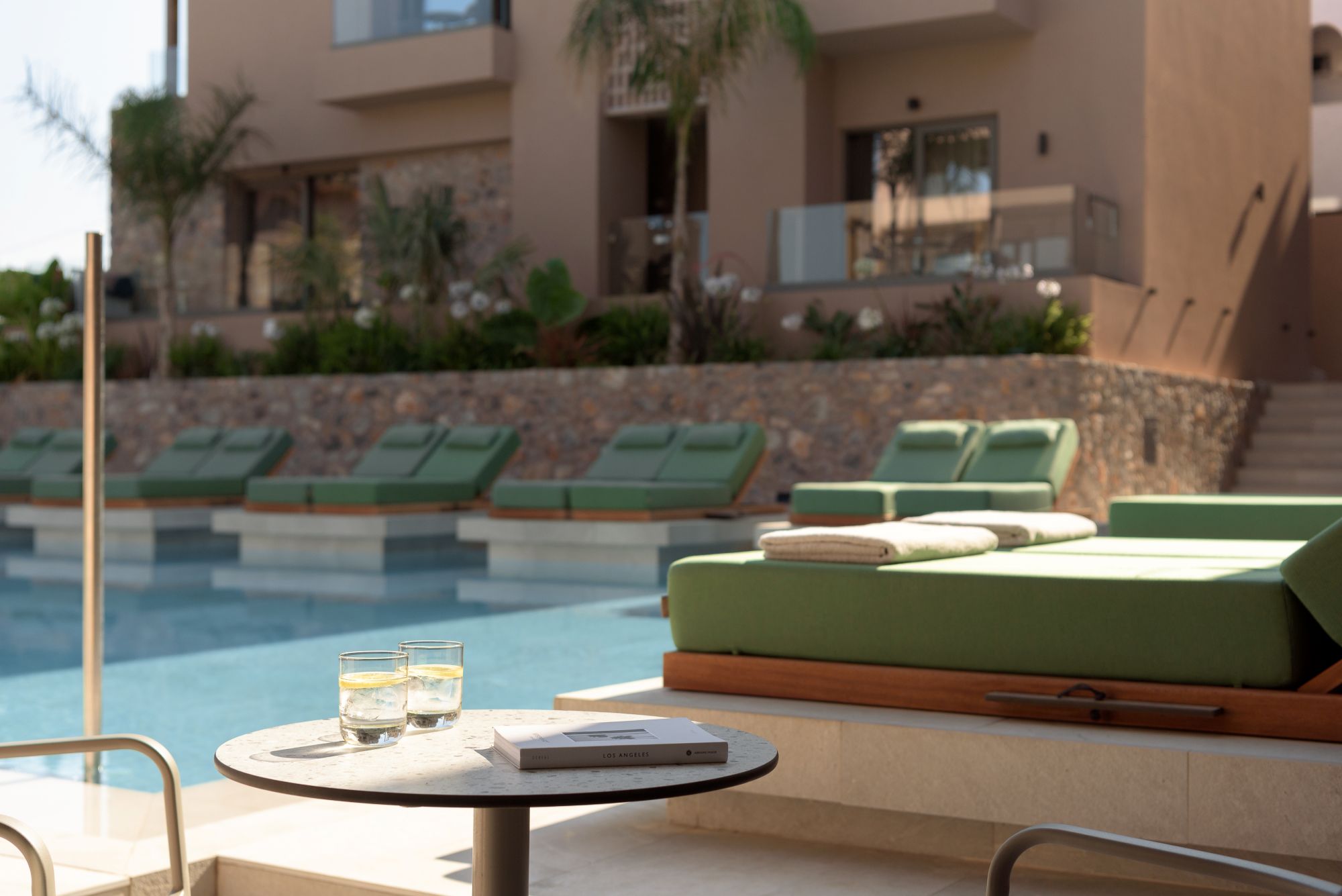 Paralos Venus Suites Crete Junior Suite Swim Up views from the terrace over the pool