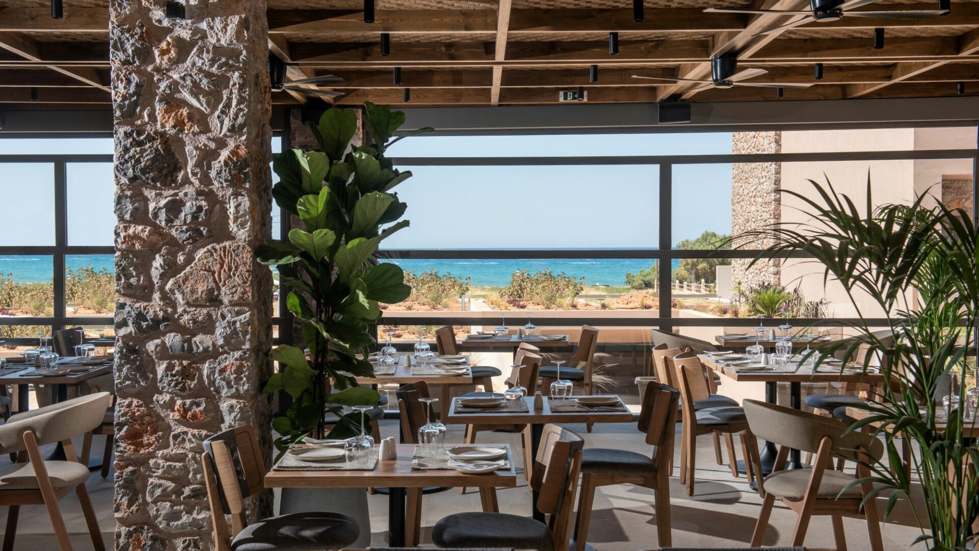 Paralos Venus Suites Crete beautiful restaurant setting