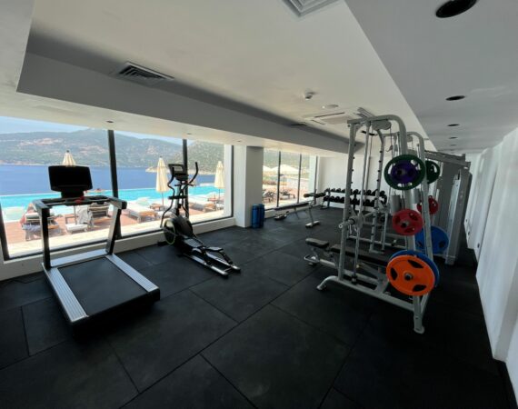 Lures Hotel Kalkan Gym with pool and sea views