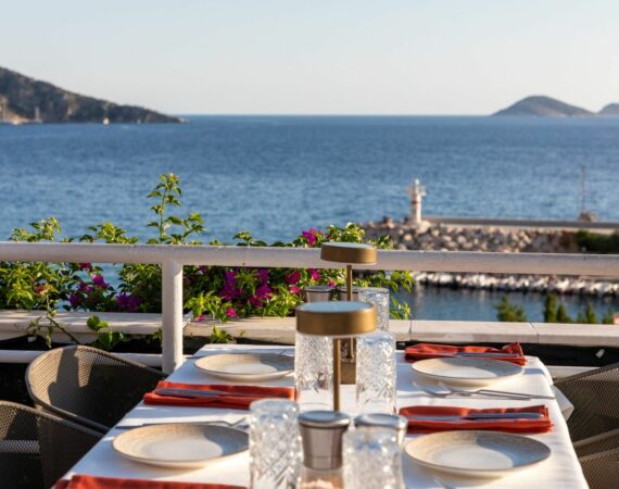Korsan Fish Terrace Rooftop Restaurant Kalkan uninterrupted sea views