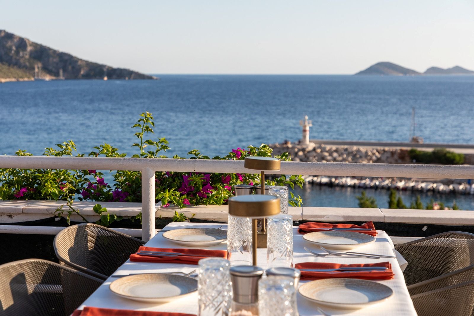 Korsan Fish Terrace Rooftop Restaurant Kalkan uninterrupted sea views