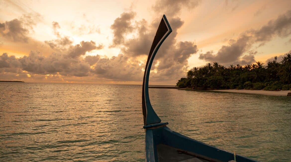 Makunudu Island Maldives traditional dhoni boat