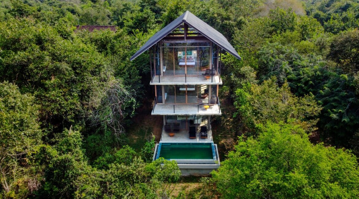 Wild Grass Nature Resort Sri Lanka Villa Eagles Nest - Aerial View 2 - Premium Family Villa with a Private Pool