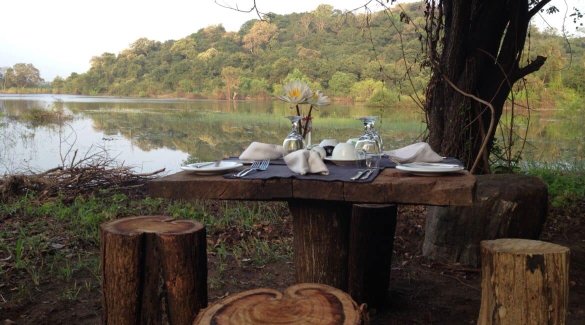 Wild Grass Nature Resort Sri Lanka Breakfast by the lake