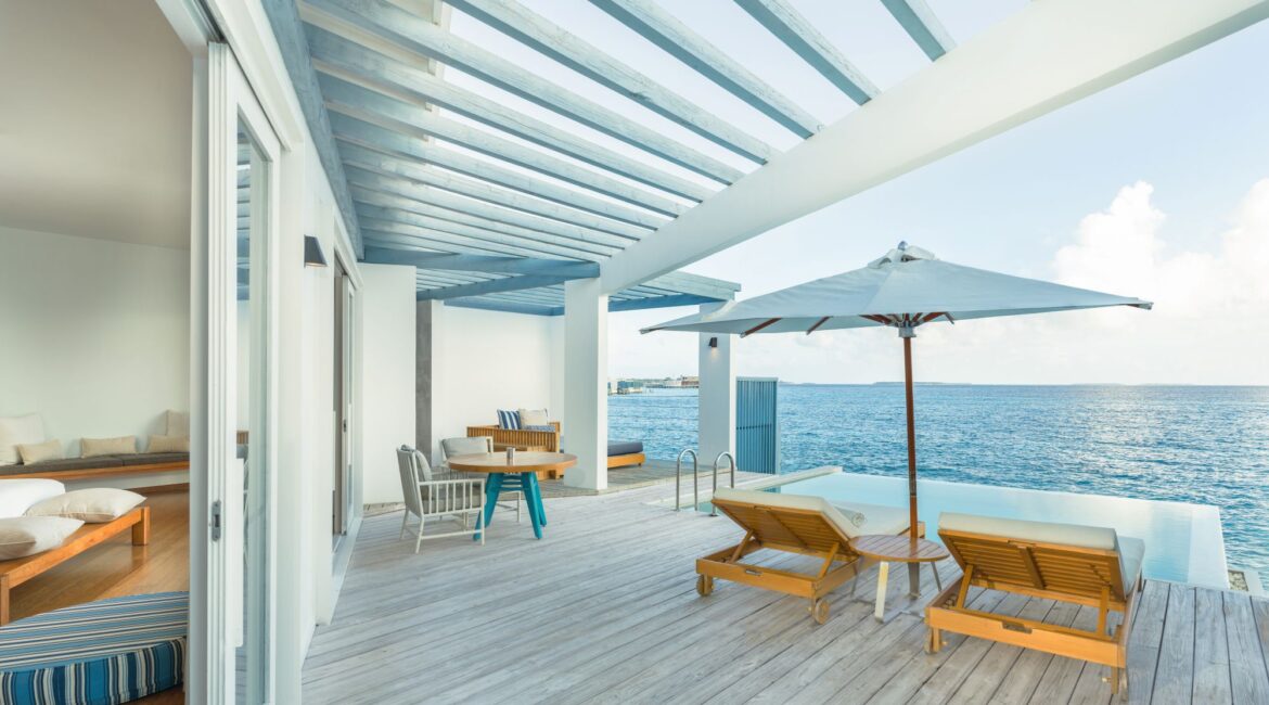 Amilla Resort Lagoon Water Pool Villa stunning outdoor space with pool and glorious sea views