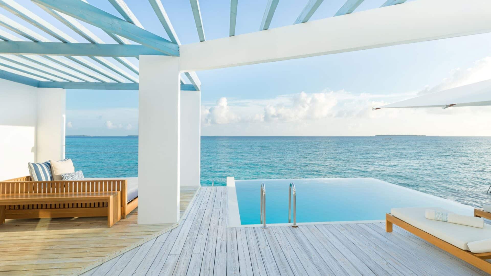 Amilla Resort Reef Water Pool Villa enomrous deck with private pool and ocean views Maldives