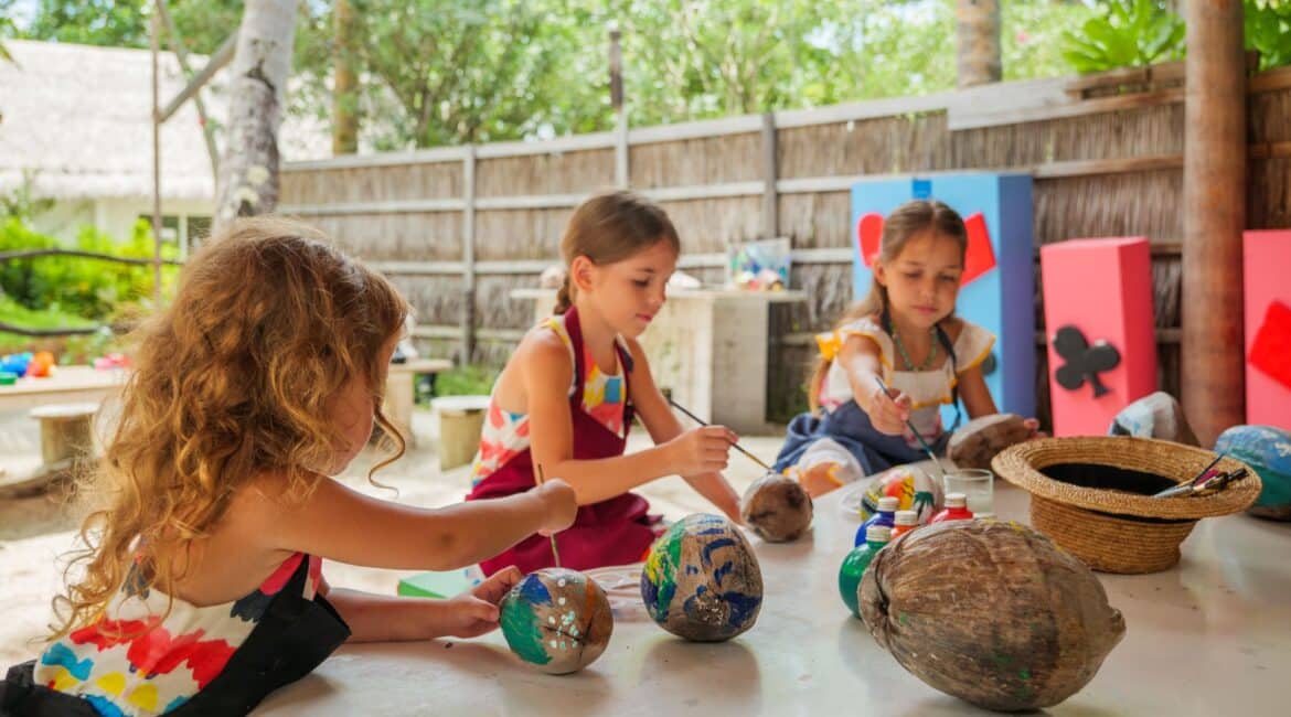 Amilla Resort Kids Club Activities Coconut painting Maldives