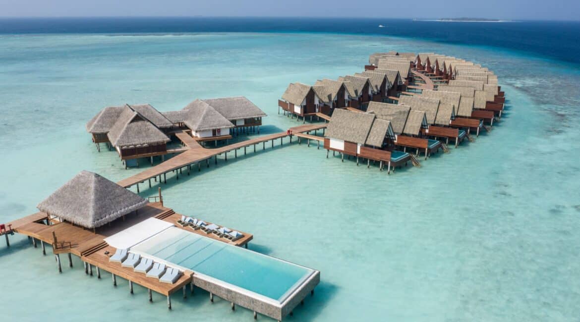 Heritance Aarah Hotel Maldives cluster of villas over the Indian Ocean