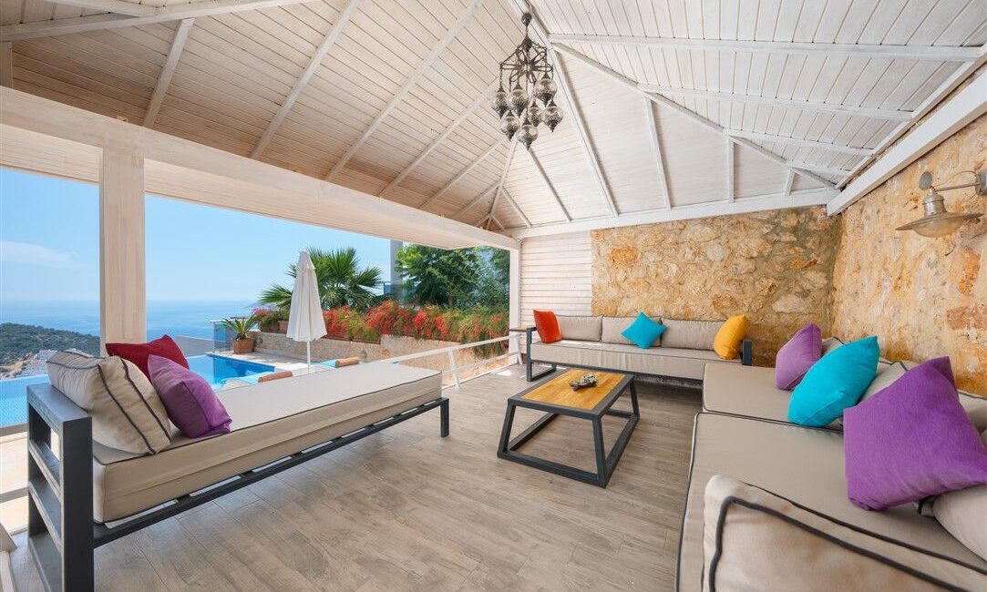 Villa Kayra in Kalkan beautiful furnished and shaded terraces for relaxing and unwinding