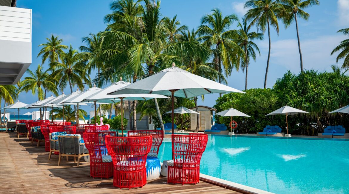Pool Bar and pool views Finolhu Maldives Luxury Resort