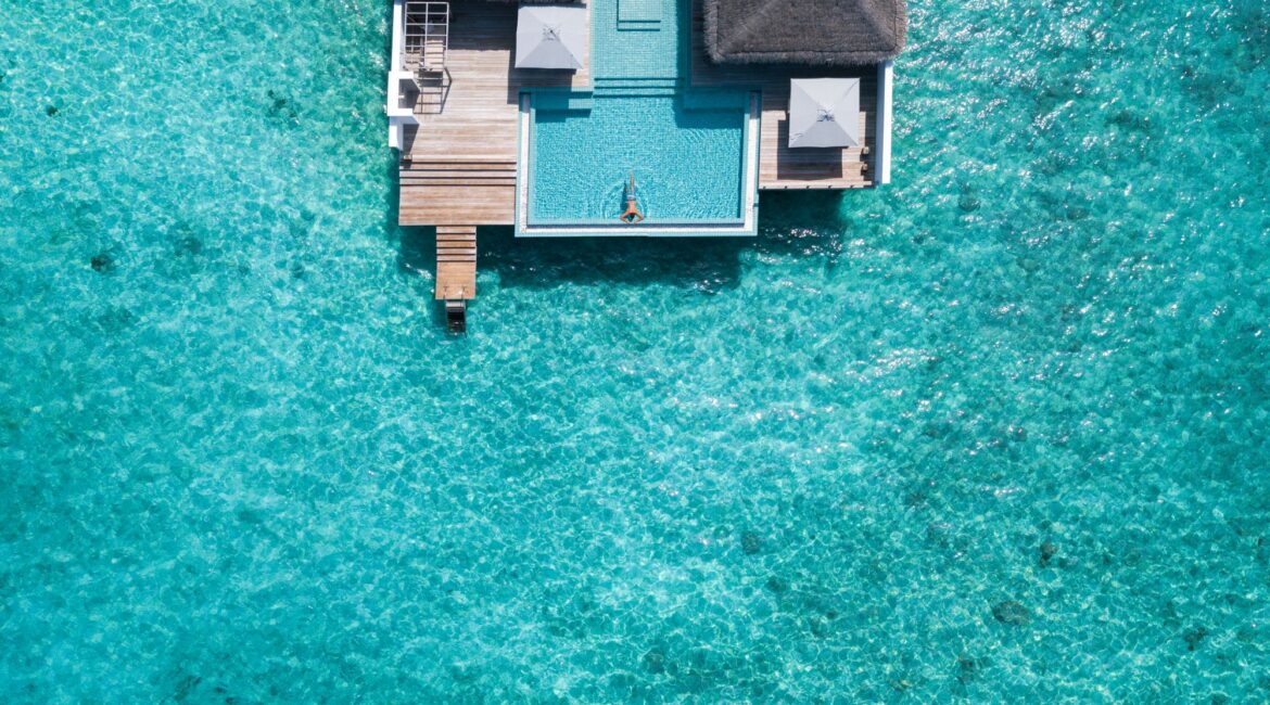 Rockstar Two Bedroom Ocean Pool Villa drone footage Finolhu Maldives Luxury Resort