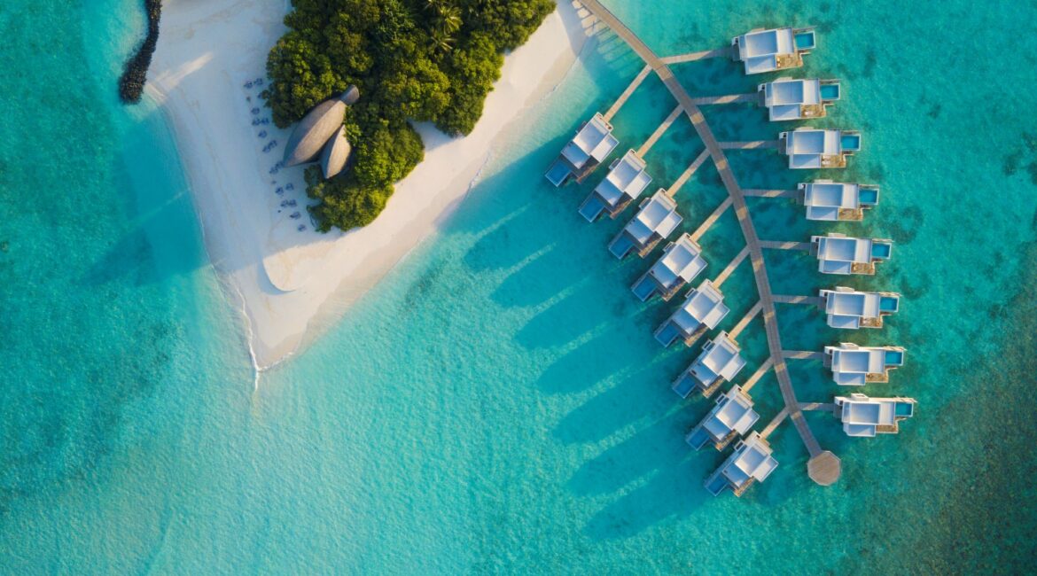 Dhigali Maldives lagoon in shades of blue