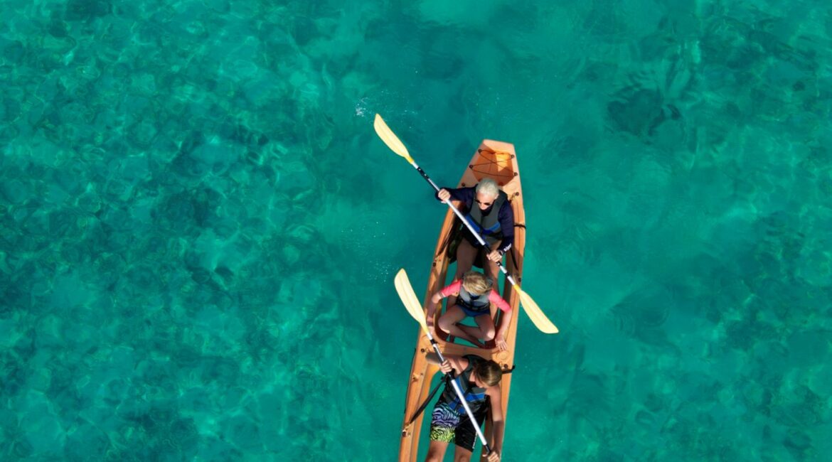 Kayaking excursion over Reethi Faru Resort in the Maldives