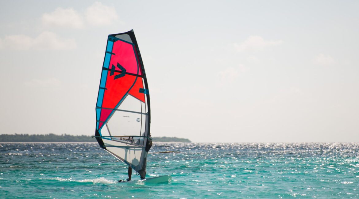 Windsrufing at Reethi Faru Resort in the Maldives