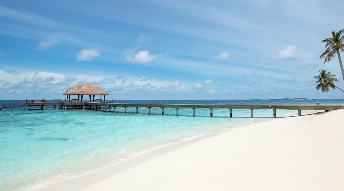 Reethi Faru Resort arrival jetty in the Maldives