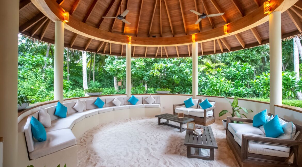 Reethi Faru Resort reception in the Maldives