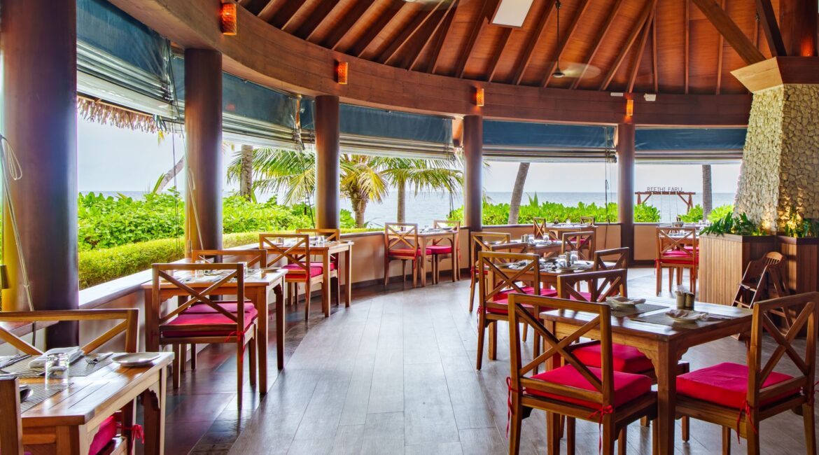 Dining Pavilion at Vakaru Restaurant- Reethi Faru Resort in the Maldives