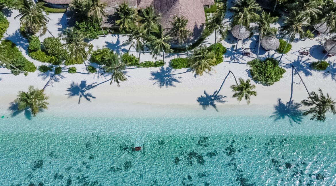 Pine fringed shores Reethi Faru Resort in the Maldives
