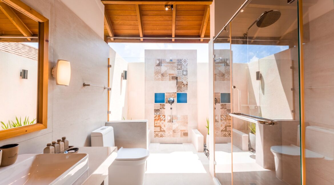 Water Villa bathroom at Reethi Faru Resort in the Maldives