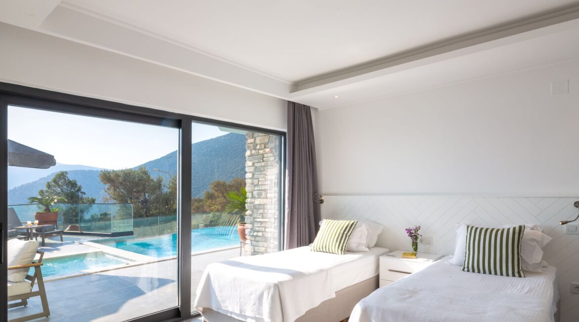 Beautifully appointed bedrooms at the Olive House in Kalkan