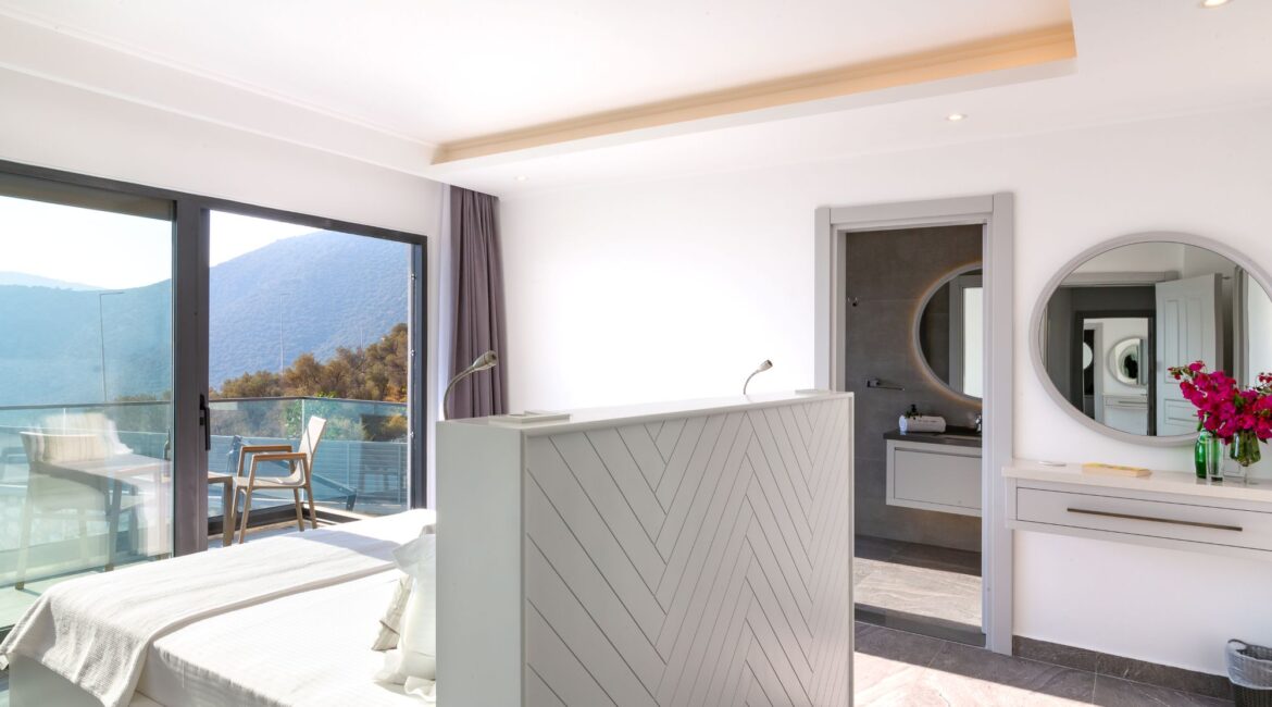 En suite bedroom at the Olive House in Kalamar Bay Turkey