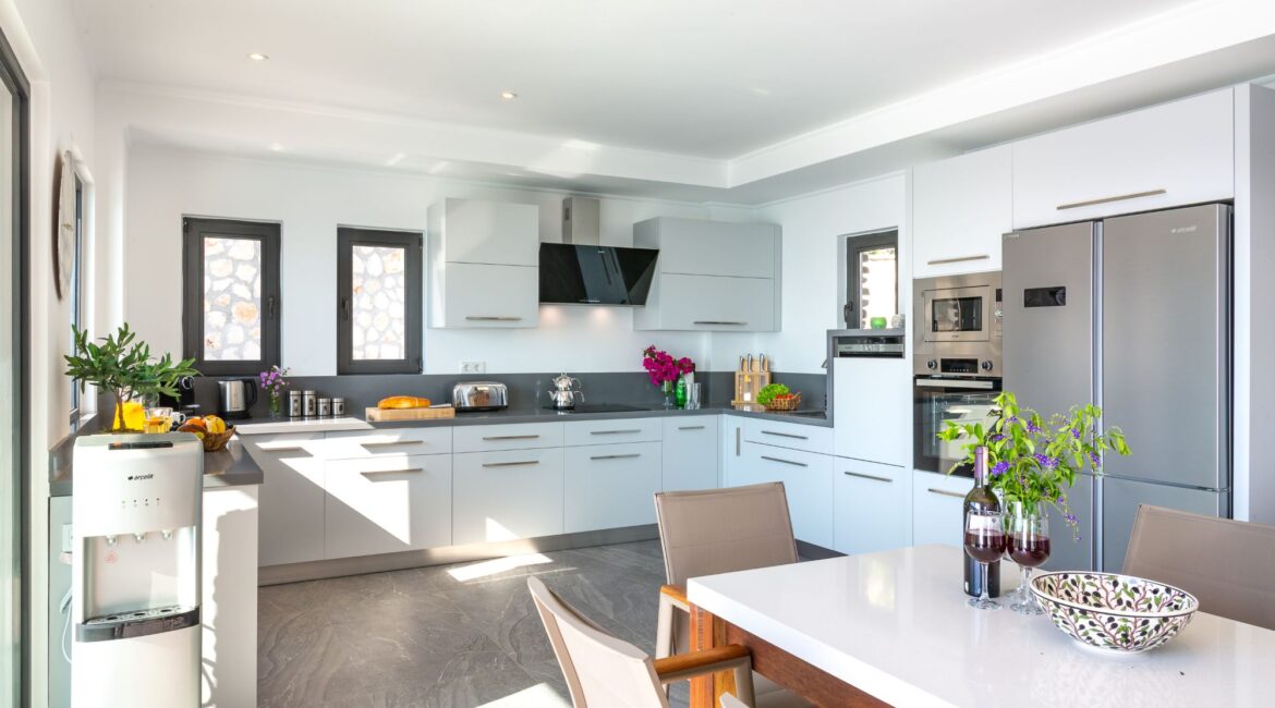 Spacious kitchen and dining area at the Olive House in Kalamar Bay Turkey