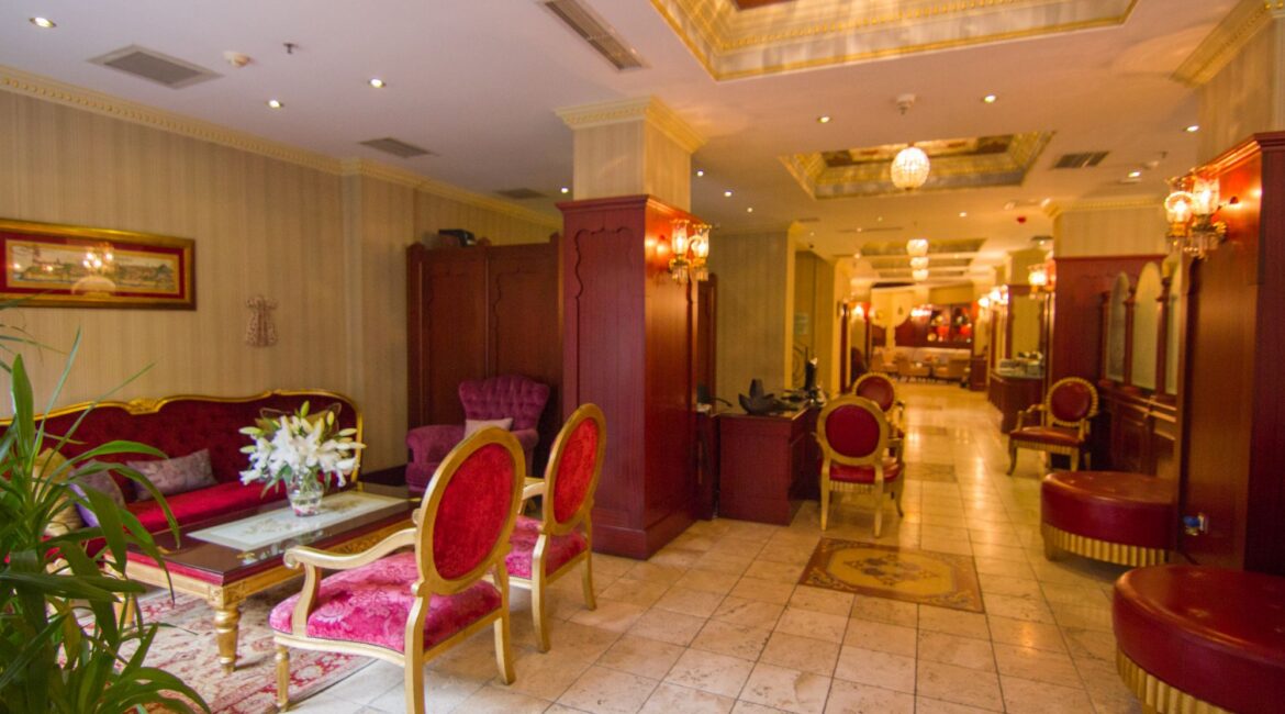Lobby and reception area at Sirkeci Mansion boutique hotel in Sultanahmet, Istanbul Old Town