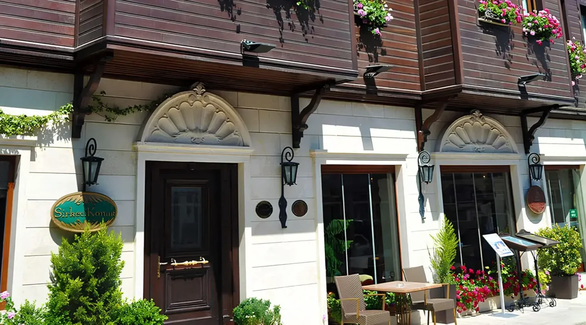 Sirkeci Mansion hotel entrance with traditional Ottoman architecture in Istanbul Old Town