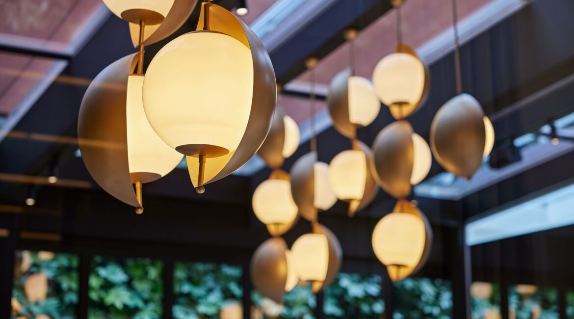 Feature lighting detail at Vakko L’Atelier restaurant in Nisantasi, Istanbul.