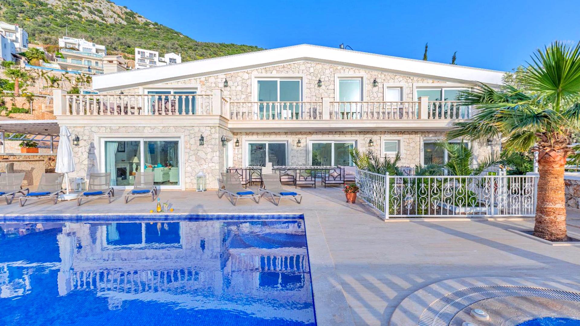 Villa Bahce Kalkan exterior with private swimming pool and sun terrace.