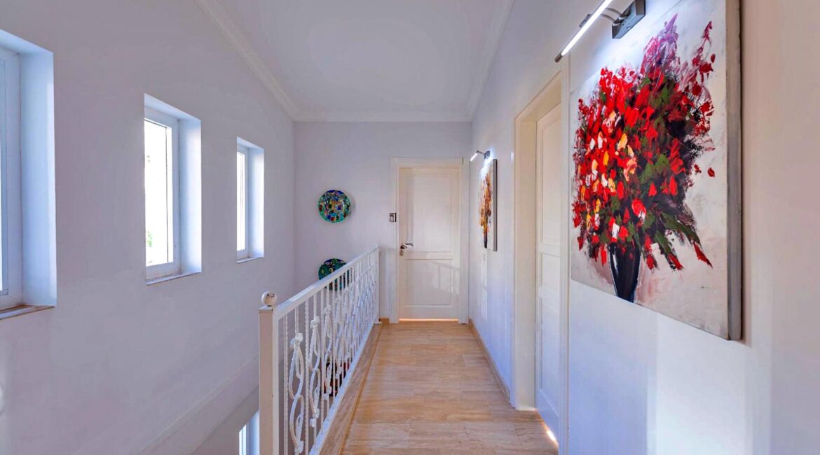 Bright hallway and landing area at Villa Bahce Kalkan.