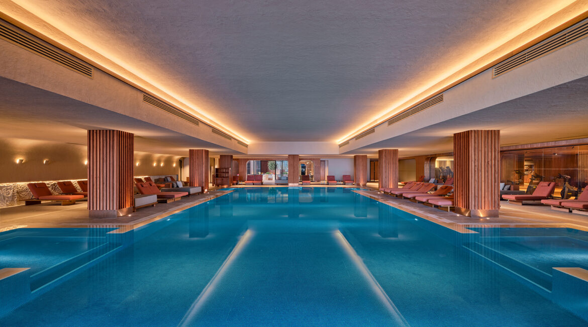 Indoor swimming pool at the spa and wellness centre of XO Cape Arnna