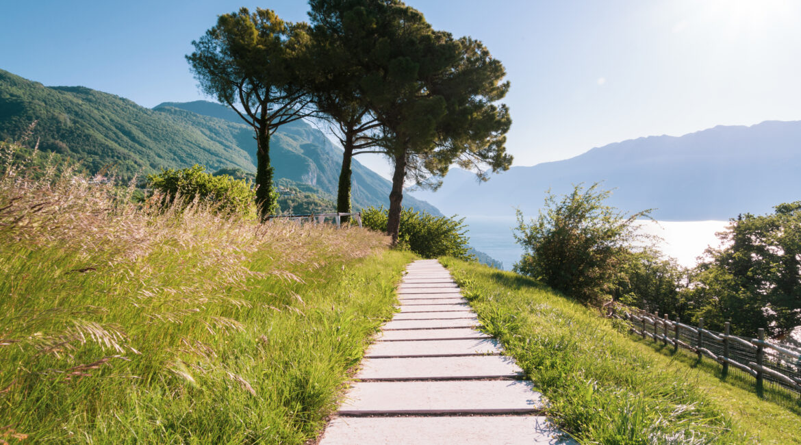 Vast grounds at the historic Villa Sostaga overlooking Lake Garda