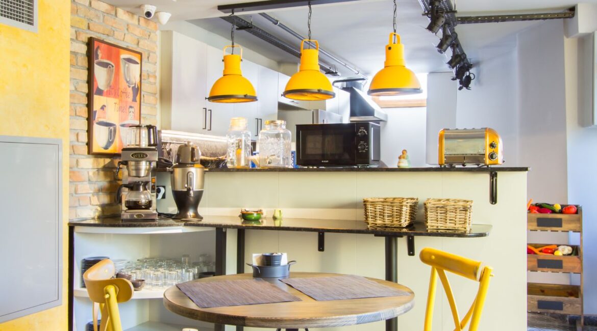 Bright breakfast area at Hotel Poem in central Istanbul with contemporary seating