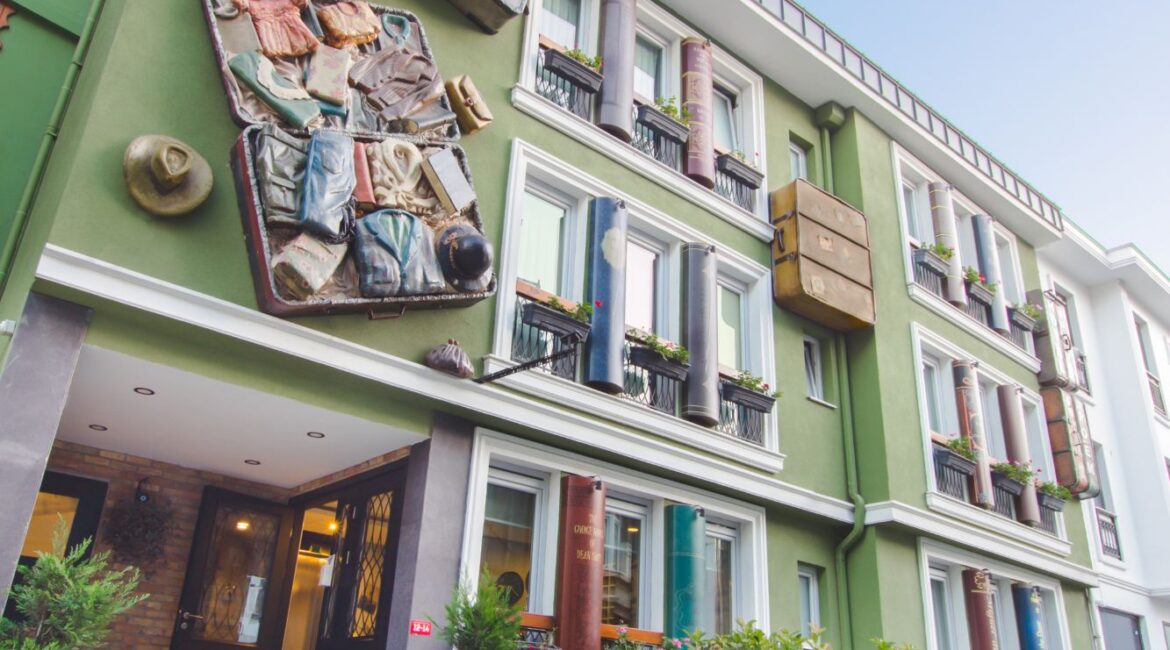 Colourful façade of Hotel Poem in Istanbul’s historic Sultanahmet district