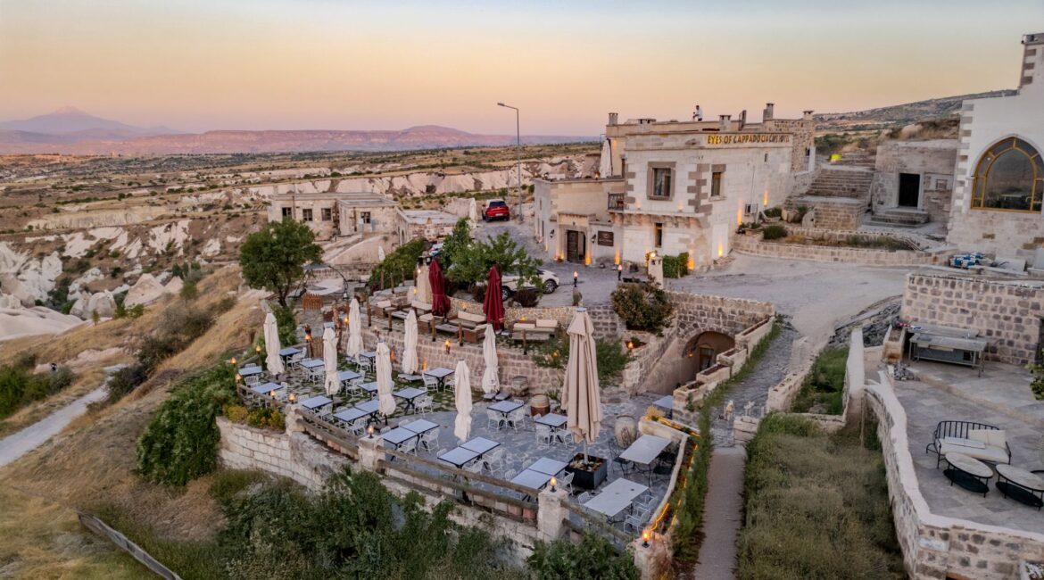 Eyes of Cappadocia terraces and gardens overlooking the Cappadocia landscape