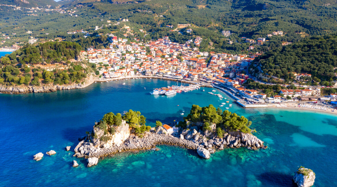 Panoramic view of scenic Parga city, Greece