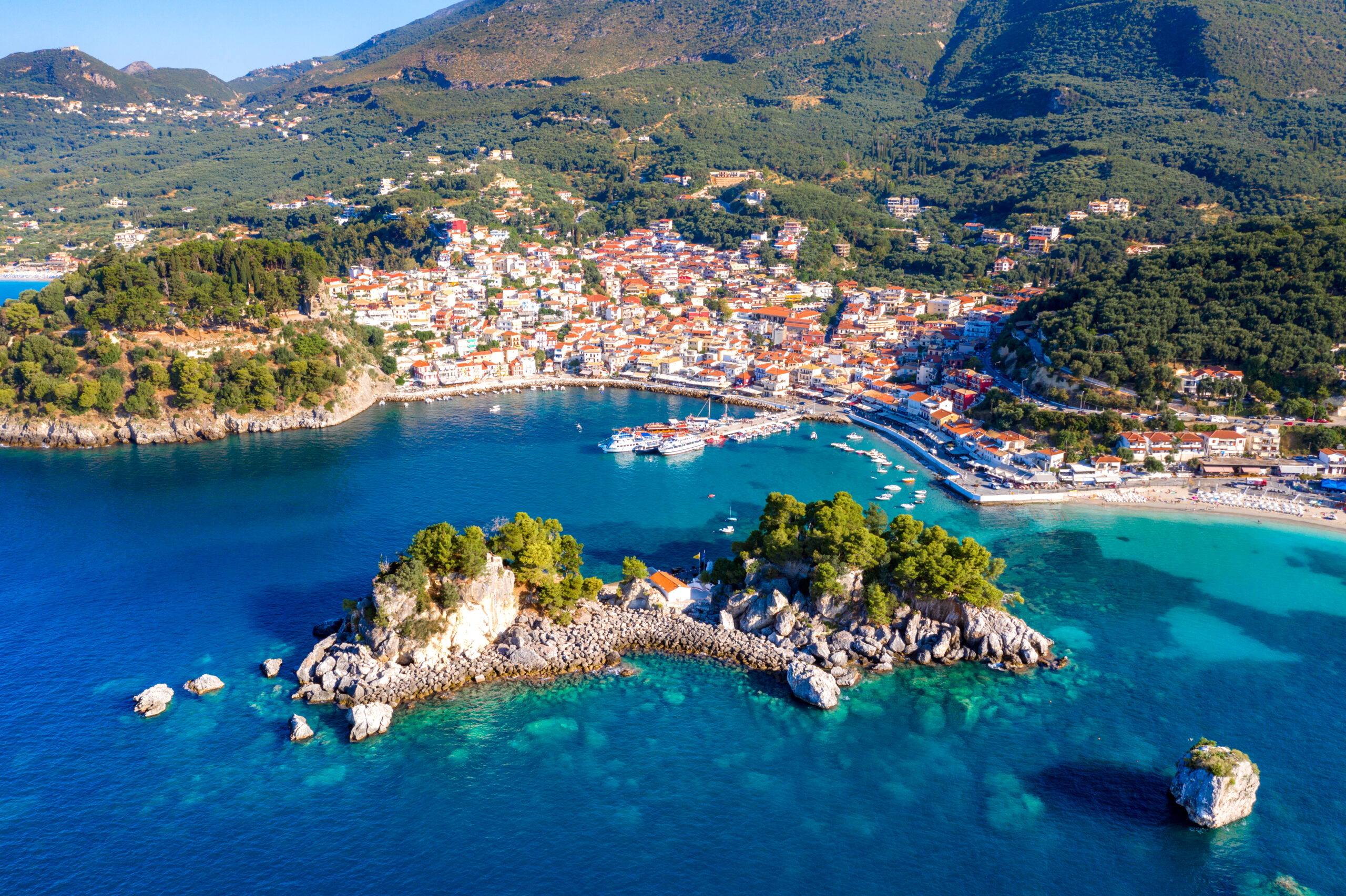 Panoramic view of scenic Parga city, Greece