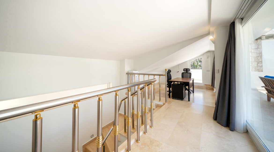 Interior landing at Villa Cennet Koy Kalkan with modern design and natural light